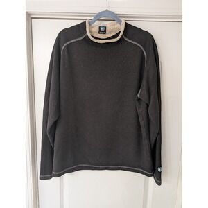 KUHL Stovepipe Fleece‎ Pullover Mens Charcoal Black Alfpaca Mock Neck outdoor